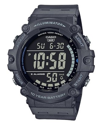 台灣卡西歐公司貨【時間光廊】CASIO 卡西歐 十年電力 大錶徑 AE-1500WH-8B 防水100公尺 五組鬧鈴