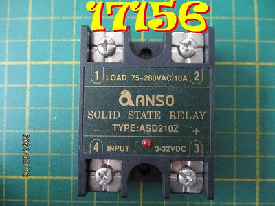【全冠】ANSO ASD210Z◇SSR Solid State Relay 固態繼電器 INPUT: 3~32VDC LOAD: 75~280VAC/10A