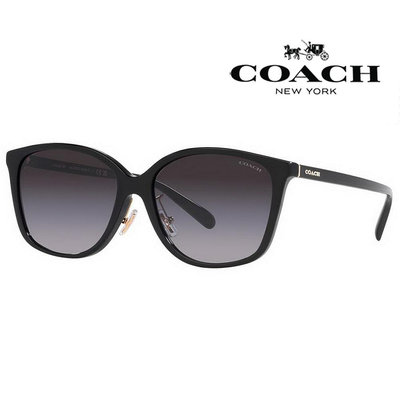 【珍愛眼鏡館】COACH 亞洲版 時尚太陽眼鏡 典雅簡約設計 HC8361F 50028G 黑框漸層灰鏡片 公司貨