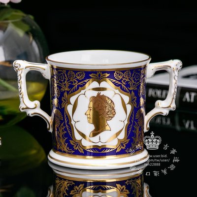【吉事達】英國皇冠德貝瓷 Royal Crown Derby 伊麗莎白女王40週年慶1992年限量皇室尊享杯茶