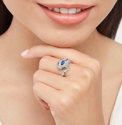新款寶格麗戒指BVLGARI蛇 系列 奢侈 靈蛇 戒指風格獨特蛇紋搭配鑲鑽戒指情侶戒指指環首飾