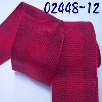 12分紅色格子塑型鐵絲緞帶(02448-12)