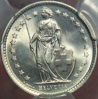 1962 瑞士半法郎銀幣 acca ms68 完美狀態