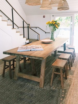 美式全實木餐桌椅組合8人吃飯桌子家用長方形復古長桌大木桌原木