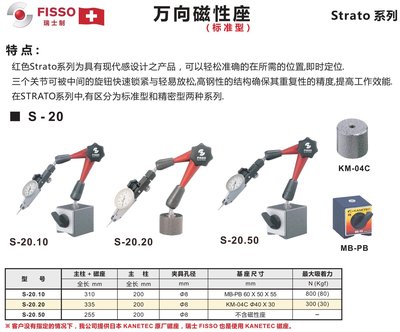 瑞士FISSO 萬向磁性座 標準型 S-20.10/S-20.20/S-20.50