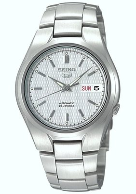 SEIKO WATCH 精工盾牌五號時尚風情格菱紋銀白面機械男腕錶 型號：SNK601K1【神梭鐘錶】