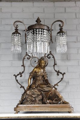 法國ophélie雕塑水晶裝飾桌燈 三燈 /古董桌燈 歐洲古董老件【小學樘_歐洲老家具】