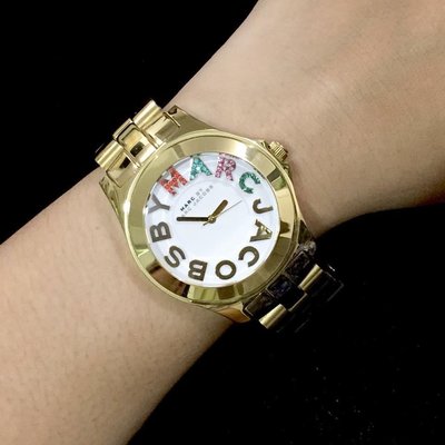 MARC BY MARC JACOBS  Rivera 白色面錶盤 金色不鏽鋼錶帶 石英 女士手錶 MBM3137