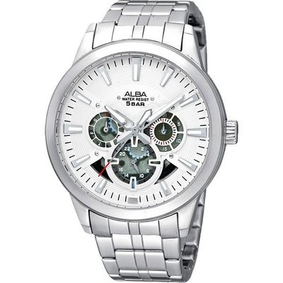 ALBA 三眼全日曆時尚腕錶(銀/42mm) V33J-X057S 國際碼：ASPE13X