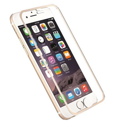 iphone7+(蘋果7PLUS)全屏滿版3D曲面金屬邊 9H玻璃鋼化膜保護貼鈦合金曲面完美包覆不碎邊(土豪金)