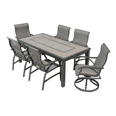 💓好市多代購💓 SunVilla Kingston戶外鋁製餐桌椅七件組 固定椅X4 旋轉椅X2 餐桌X1 留言-六千
