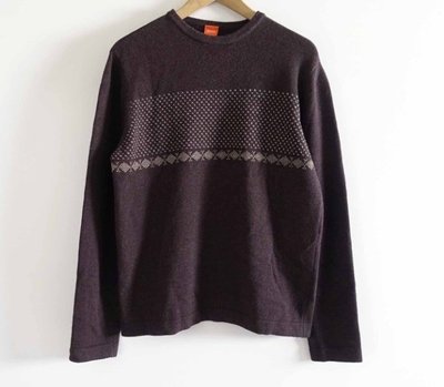 德國品牌  HUGO BOSS 深紫咖色 羊毛針織毛衣