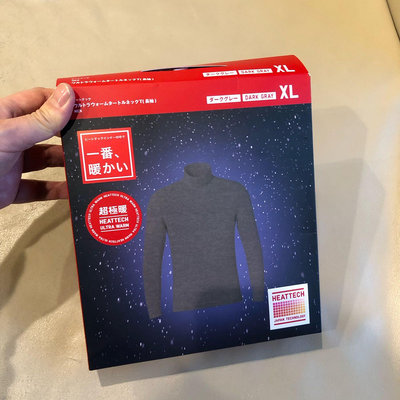 [品味人生]保證全新正品 Uniqlo 高領 保暖發熱衣 超極暖 系列 男發熱衣 九分袖  XL