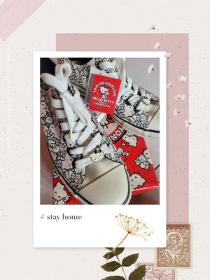 Hello Kitty 40th限定帆布鞋 正版授權 女鞋 學生鞋 平底鞋 白色 25碼 台灣製
