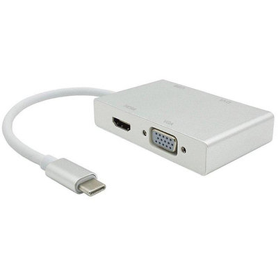 全館免運 Type-C轉HDMI VGA DVI USB3.0四合一轉接線USB-C轉換器4K 可開發票