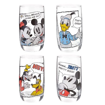 KOU雜物屋  日本 迪士尼 米奇與好朋友 唐老鴨 高飛 米妮 布魯托 玻璃杯組 一組4入 (現貨2組)