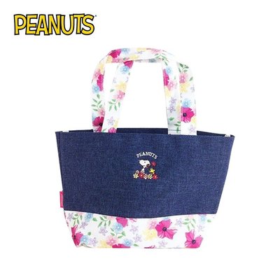 史努比 丹寧風 手提袋 便當袋 Snoopy PEANUTS 日本正版【419601】