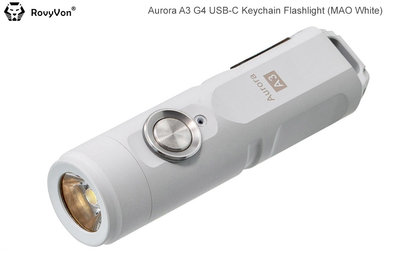 【angel 精品館 】RovyVon Aurora A3 G4鋁合金鑰匙圈扣手電筒 MAO白USB-C充電420流明