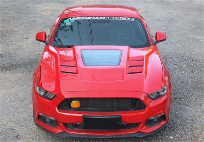 適用于福特野馬Mustang改裝碳纖維半透明引擎蓋引擎蓋車頭蓋開孔/可議價