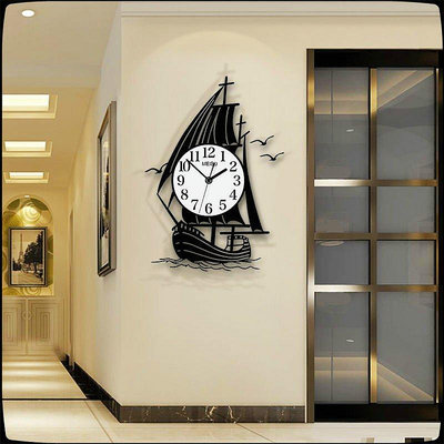北歐鐘錶掛鐘 歐式帆船掛鐘 客廳個性創意時尚掛鐘 超靜音掛鐘 現代簡約家用藝術裝飾表 潮流鐘錶 臥室裝飾時鐘掛牆掛錶壁鐘
