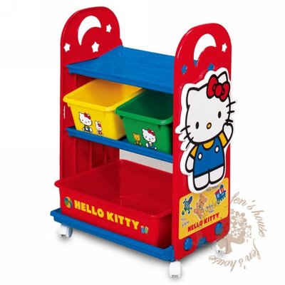 ♡fens house♡日本進口 三麗鷗 kitty 三層 玩具 積木 滾輪 收納架 置物架 ~附收納盒~日本製