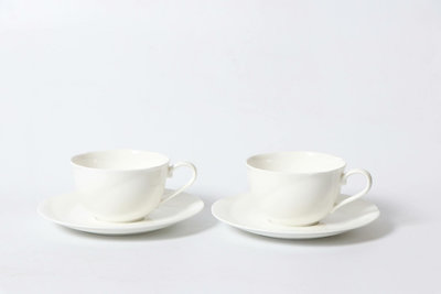 日本則武 Noritake咖啡杯對杯 日本骨瓷 高檔純白瓷4867