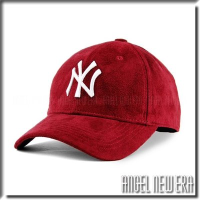【ANGEL NEW ERA 】MLB Old Fashioned Cap NY 紐約 洋基 類 麂皮 老帽 酒紅 鴨舌