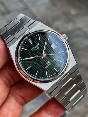 TISSOT PRX Powermatic80 綠色錶盤 銀色不鏽鋼錶帶 男士 自動機械錶 T1374071109100 天梭腕錶