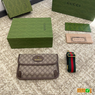 【二手包包】（）酷奇Gucci虎頭單面腰包  牛皮Gucci  Ohidia 腰包 最新系列，這個款復古 NO243577