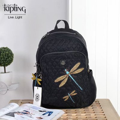 現貨 Kipling K16059 蜻蜓刺繡印花 猴子包 拉鍊夾層輕量雙肩後背包 防水 中款 限時優惠