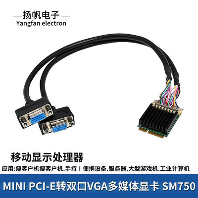 全新迷你PCI-E轉雙口VGA嵌入式圖像應用多媒體2D圖形顯卡SM750