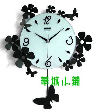 184華城小鋪** 創意時鐘 靜音 造型時鐘 時鐘 掛鐘 雙面鐘 實木 / 花蝴蝶鐵藝擺鐘