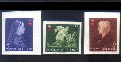 匈牙利1942『戰亂紅十字會創辦人Stephen Horthy、護士及軍人』附捐古典新票3全(無齒)