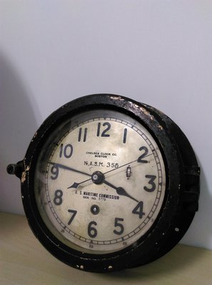 美軍Chelsea Clock Co N.A.S.M 355二戰軍艦機械船鐘（漢米頓 公發 越戰）