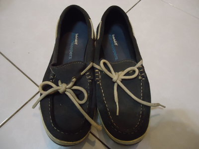Timberland 深藍色綁帶麂皮休閒鞋,US:6.5W,鞋內長23.5cm,少穿很新,清倉大特價