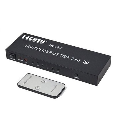 【紘普】4K 1080P 藍光 HDMI 矩陣 二進四出 分配器 2進4出 2x4切換器 帶光纖/3.5立體聲音頻 3D
