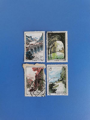 編號郵票N49-52紅旗渠，信銷套票，瑕疵品，品相自鑒，價格