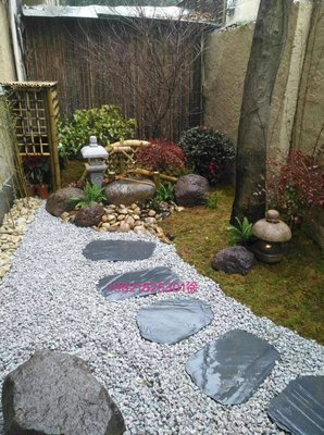 灰色小石子水洗石庭院裝飾日式枯山小石頭日式園藝灰色大顆粒鋪面