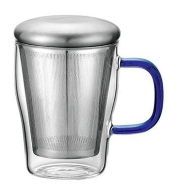 【熱賣精選】可耐熱馬克杯泡茶杯隨手杯獨享杯玻璃杯有蓋子304不銹鋼有濾網花茶杯 655b