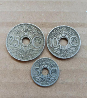 【二手】 法國中孔幣三2916 錢幣 硬幣 紀念幣【明月軒】