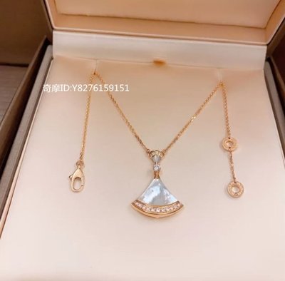 二手正品BVLGARI/寶格麗 DIVAS'DREAM 18K玫瑰金 鑽石 扇子項鍊 356452 現貨