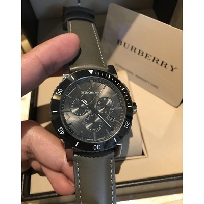 正品代購BURBERRY巴寶莉手錶時尚酷黑齒輪錶盤男錶BU9384 多功能腕錶