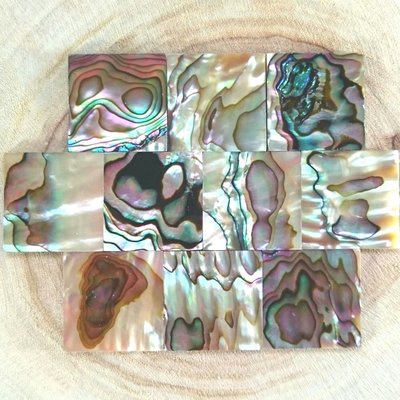 10片 2.5cm 正方 單面拋光天然墨西哥鮑魚貝殼片 馬賽克拼貼DIY 手工藝 項鍊 串珠 陶瓷 玻璃