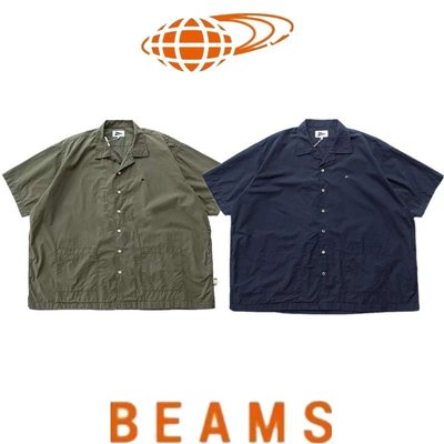 【熱賣精選】 BEAMS JAPAN聯名 Pilgrim日系夏季男寬松純色休閑短袖襯衫