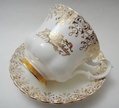 【timekeeper】  英國製Royal Albert皇家亞伯特生日快樂咖啡杯+盤(免運)