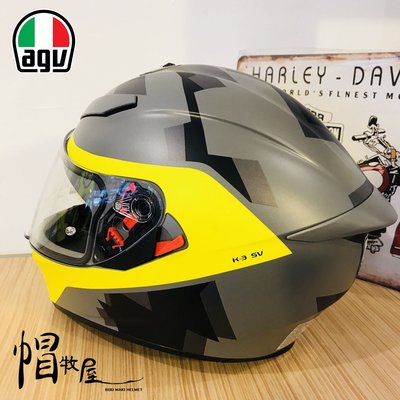 【帽牧屋】 義大利 AGV K3-SV 亞洲版 CAMODAZ 全罩式安全帽 內墨片 內襯全可拆 鴨尾 雙D扣 黃