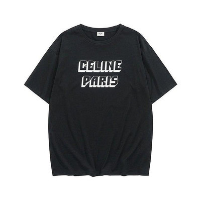 【King女王代購】CELINE  2024新款爆裂字母印花短袖T恤女
