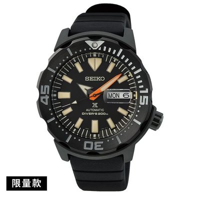 【金台鐘錶】SEIKO 精工 PROSPEX (限量) 黑潮系列 機械錶 潛水200m 橡膠帶 黑框 SRPH13K1
