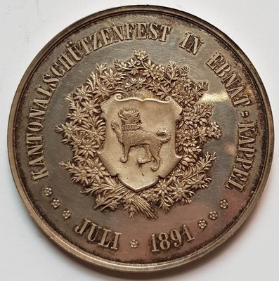 瑞士銀章 1891 Swiss Schutzenfest Ebnat Kappel Silver Medal.