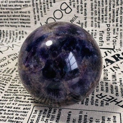W27天然紫水晶球擺夢幻紫色水晶居家飾品，原石打磨，隨手一拍 水晶 擺件 文玩【天下奇物】1653
